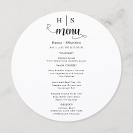 Black and White Wedding Menu
