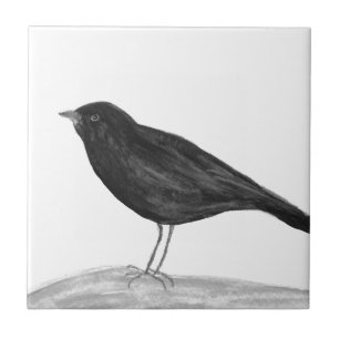 Black Bird Watercolor Willife Art Vintage