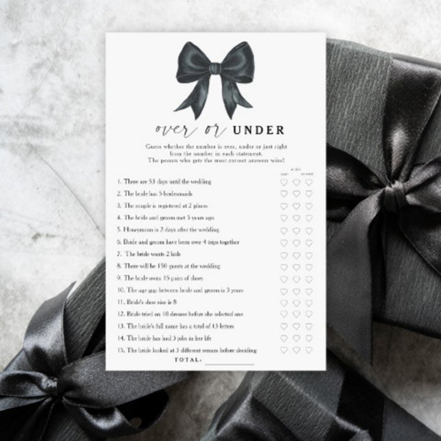 Black bow bridal shower Over or under game (Criador carregado)
