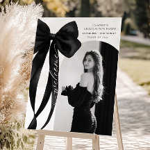 Black Bow Photo Graduation Welcome Sign