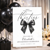 Black Bow Tying Up Her Thirties 40th Birthday