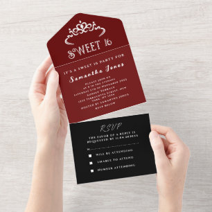 Black Burgundy Sweet 16 Tiara Six Modern