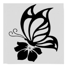 Black Butterfly on a Flower Poster Paper