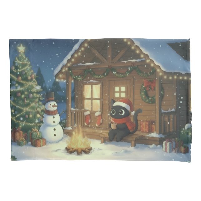 Black Cat Festive Christmas Scene  (Frente)