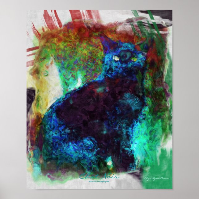 Black Cat francês "Chat Noir" Abstrato Art Poster (Frente)