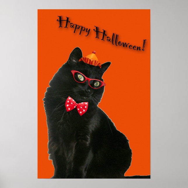 Black Cat Happy Halloween 20 x 30 Poster (Frente)