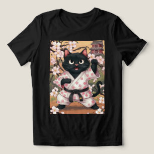 Black Cat Karate Cute Kimono