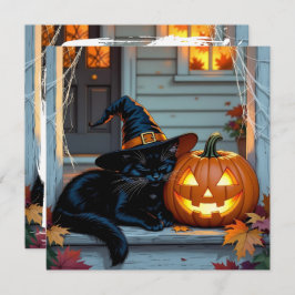 Black Cat Napping Pumpkin Halloween Personalizado