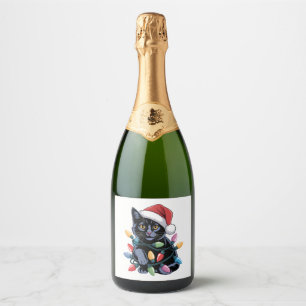 Black Cat Natal Luz Engraçada Gato
