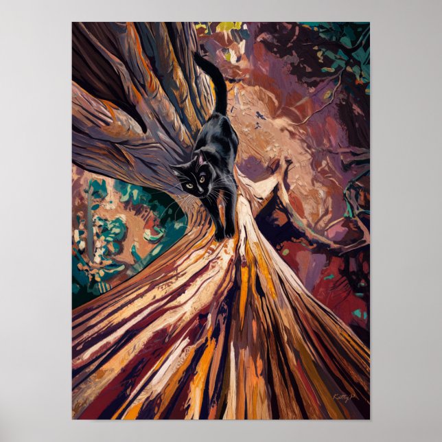 Black Cat Ready to Escalar Poster Impressão de Wal (Frente)