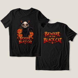 Black Cat Skull Halloween with Jack O Lanterns – S