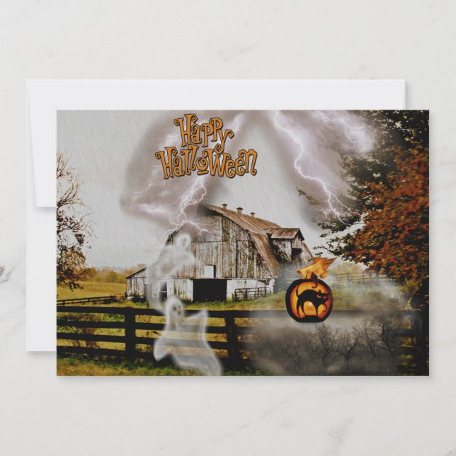 *~* Black Cat Spooky Ghosts HALLOWEEN CARD (Frente)