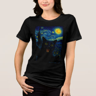 Black Cat Starry Night Van Gogh Cat Selfie