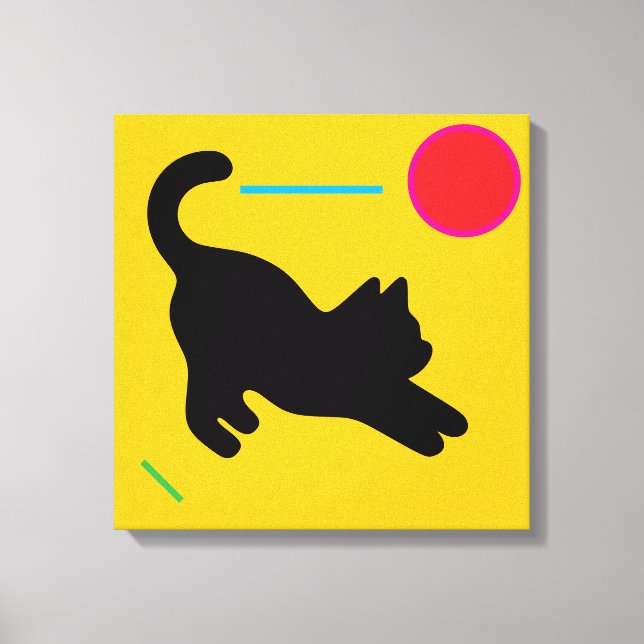 Black Cat Stretch on Vibrant Canvas Print (Frente)