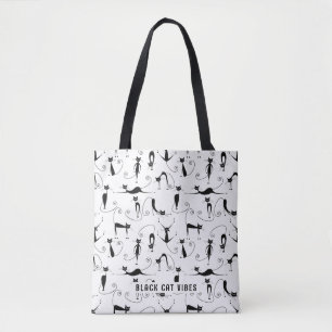 Black Cat Vibes Nome Personalizado Tote Bag