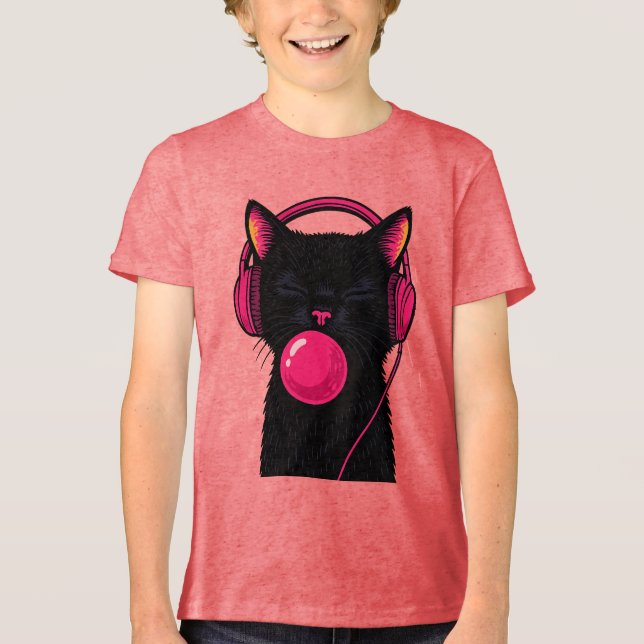 Black Cat with Pink Phone Head – Funny Minimalist  (Frente)
