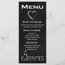 Black Chalkboard Menu Love Heart - Weding, Party