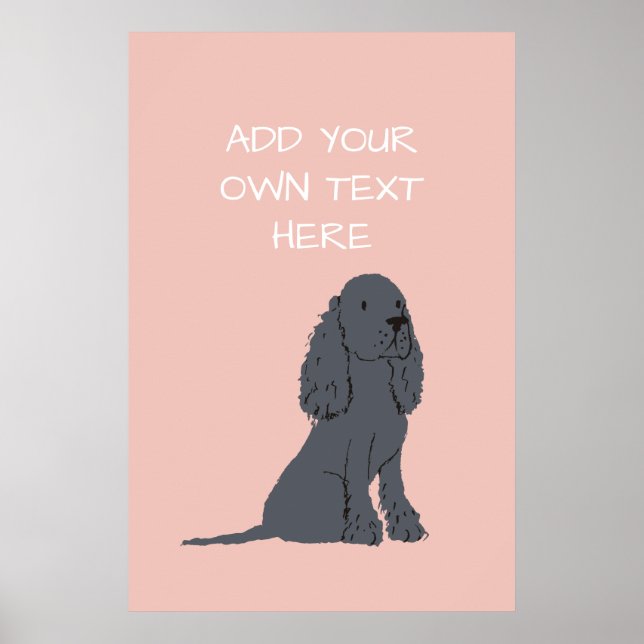 Black Cocker Spaniel Personalised Dog Name Poster (Frente)