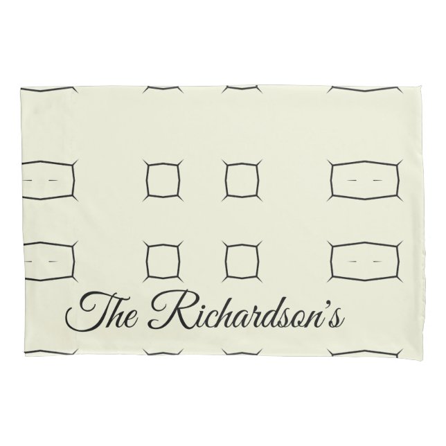 Black Cream Personalized Geometric Minimal Bedding (Frente)