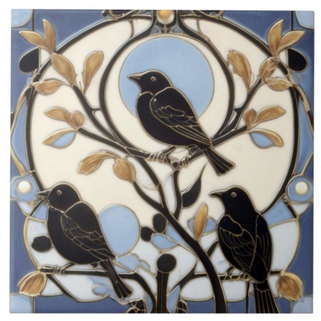 Black Crows Art Nouveau Birds Art Deco Bird (Criador carregado)