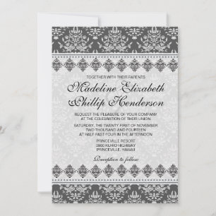 Black Damask Beauty - convite para casamento