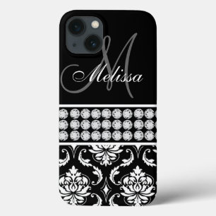 Black Damask Printed Diamonds Personalized