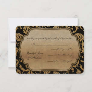 Black Damask Swirls Wedds RSVP