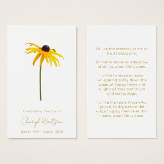 Black eyed susan | Cartão de Oração Simples Memori