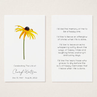 Black eyed susan | Cartão de Oração Simples Memori