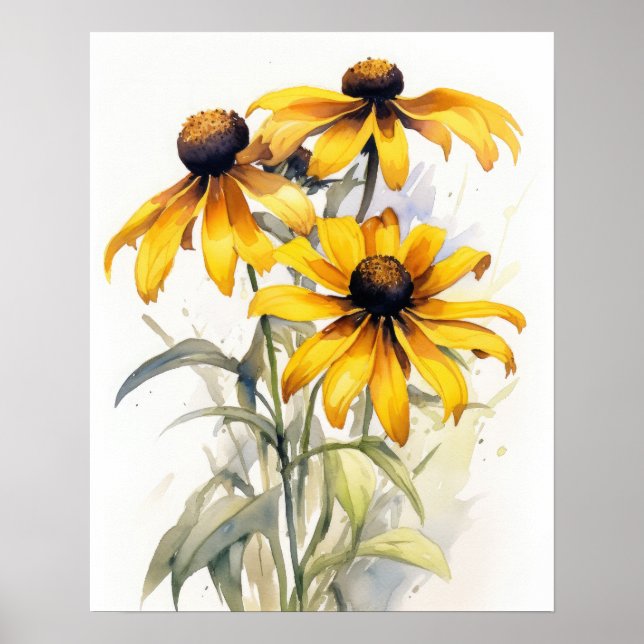 Black Eyed Susan Flowers Art Impressão Poster (Frente)