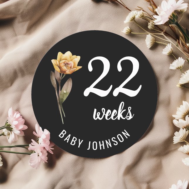 Black Floral 22-23 Semanas de Gravidez Sinal de Et (Criador carregado)