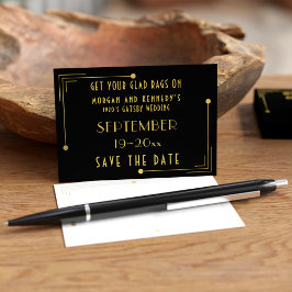 Black Gold 1920 Deco Mini Convites de Casamento Sa
