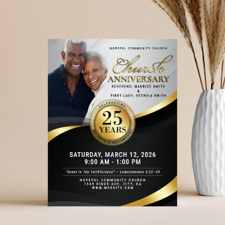 Black & Gold Church Anniversary Flyer