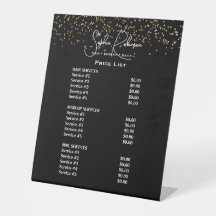 Black & Gold Glitter Beauty Salon Price List