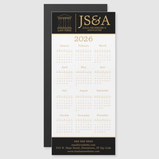 Black Gold Justice Columns Law Firm Logo 2026 (Frente/Verso)