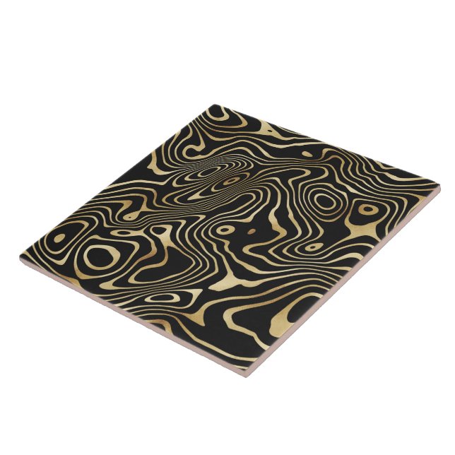Black Gold liquid swirl Abstract Design (Lateral)