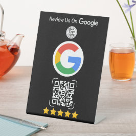 Black Google Review Business Stand with QR Code