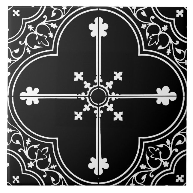 Black Gothic Clover Cross Vintage Antique (Frente)