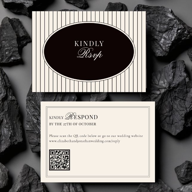 Black Ivory Classic Old Money QR Code Wedding RSVP (Criador carregado)