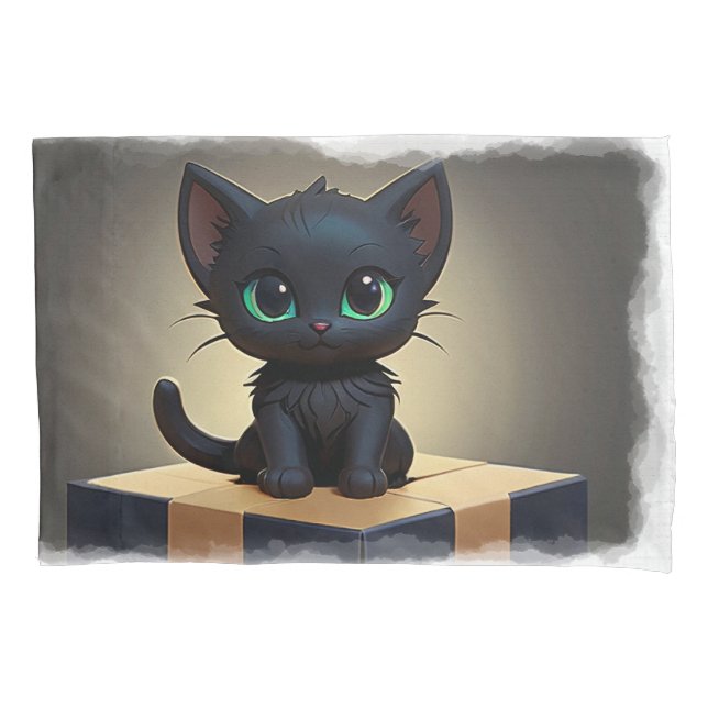 Black Kitten em uma Cartoon Arte (Frente)