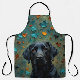 Black Labrador in Leaves