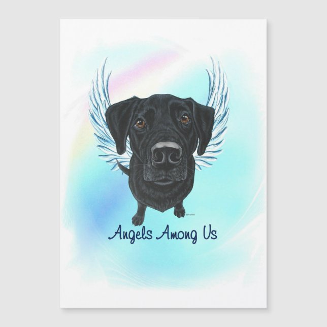Black Labrador Retriever Dog Angel Magnet (Frente)