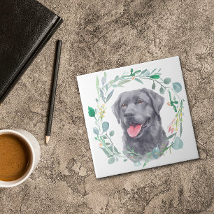 Black Labrador Retriever Dog Watercolor Wreath