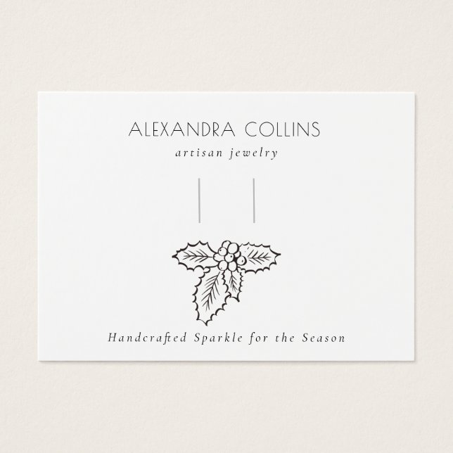 Black Line Art Festive Holly Branch Hairclip  (Frente)