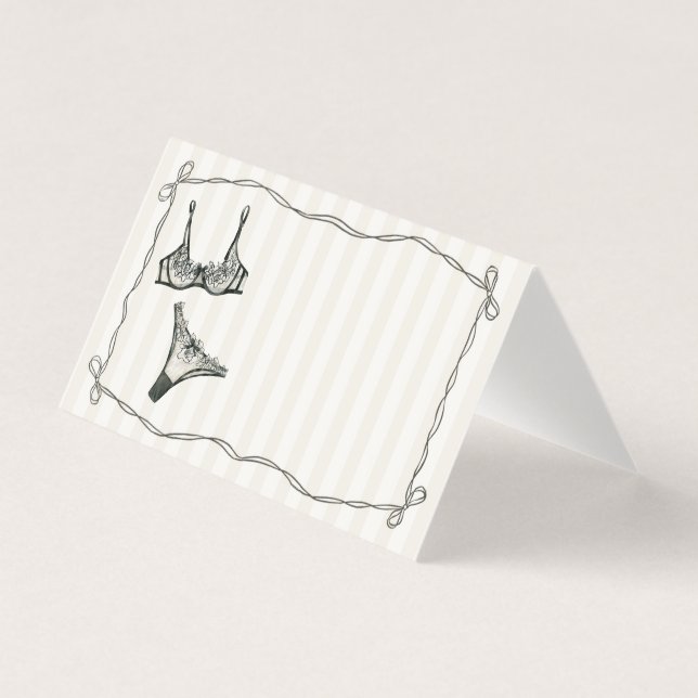 Black Lingerie Shower Bow Place Card Table Decor (Frente)