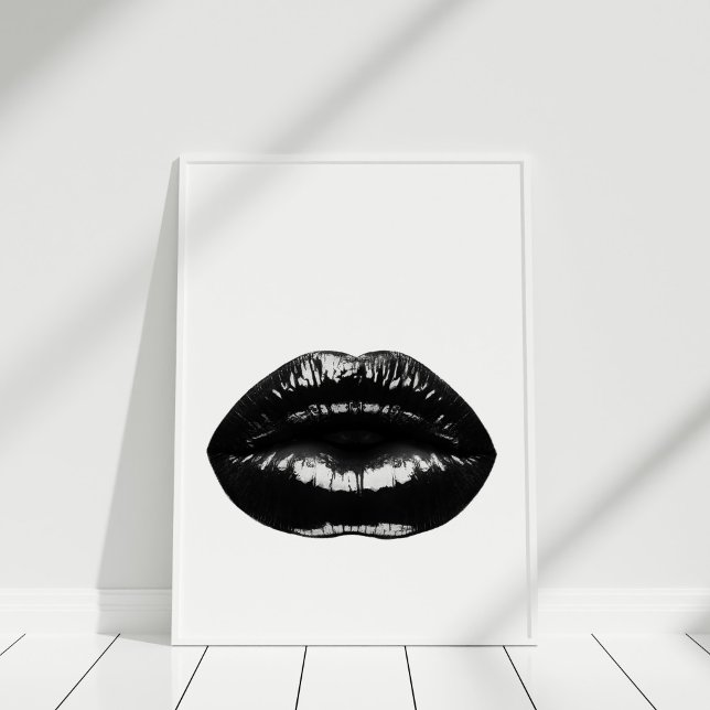 Black Lips Modern Poster Print (Black Lips Modern Poster Print in white frame.)