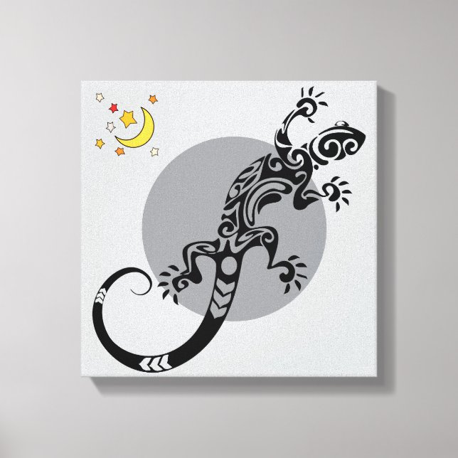 Black Lizard Abstract Pattern Canvas Art (Frente)