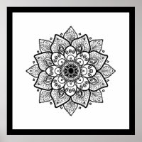 Black Mandala Sobre Poster Branco
