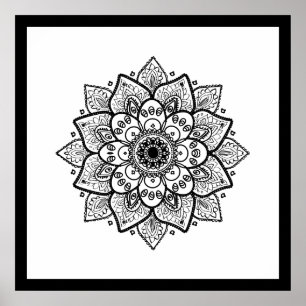 Black Mandala Sobre Poster Branco