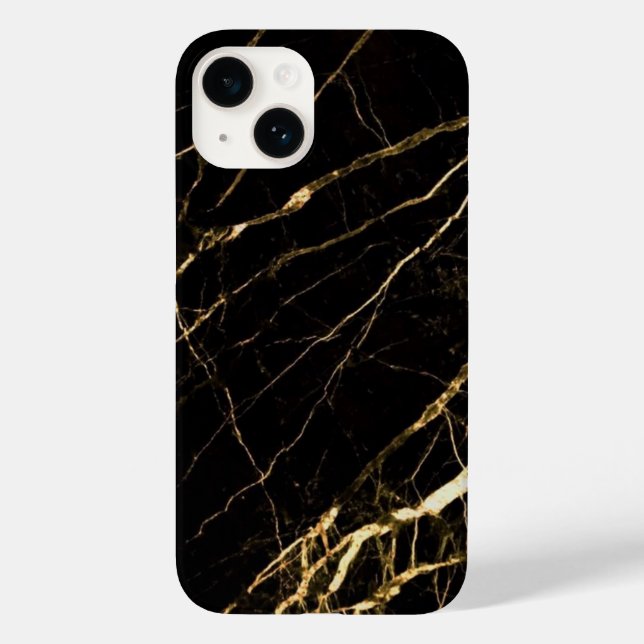 black marble gold hoesje voor iphone 14 (Verso)